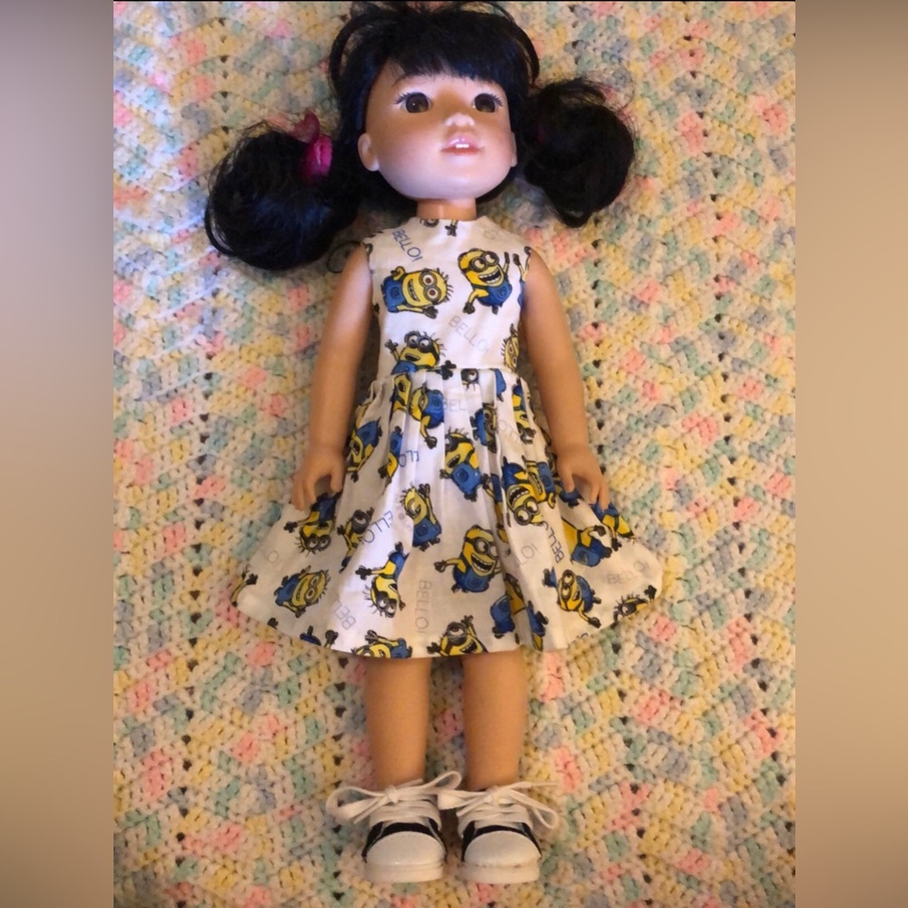 American Girl Wellie Wisher doll Minion dress and sneakers